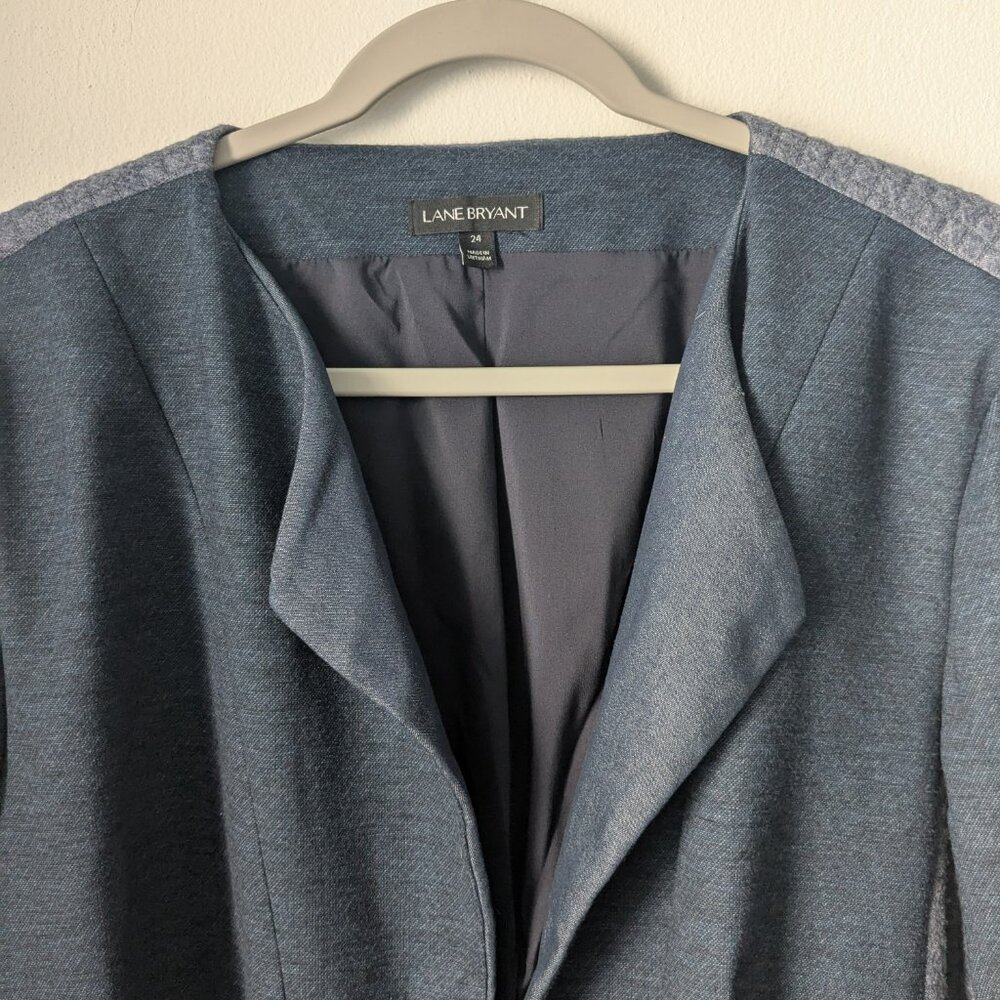 Lane Bryant Blue Chambray Quilted Panel Blazer - Picture 4 of 8